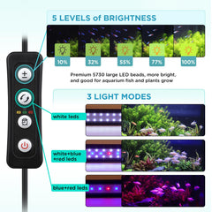 hygger 7W brightness and timer options provide adaptable day-night lighting.