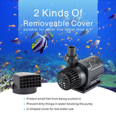 Hygger 800GPH external-submersible setup enabling versatile indoor or pond use