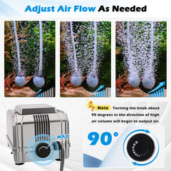 Hygger 8W adjustable flow knob enables customizable oxygenation for efficient aeration.