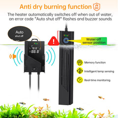 Hygger 200W with protectively enclosed glass highlights durability in aquariums.