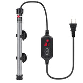 Hygger aquarium heater front view shows compact design delivering steady warmth for tanks.