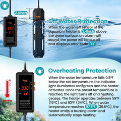 Hygger safety alarm indicator alerts when temperature approaches limits.