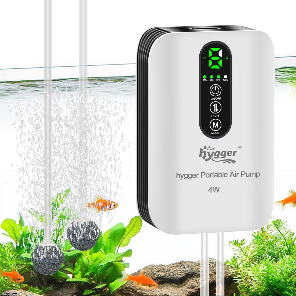 hygger battery-powered aquarium air pump palm-size portability enables portable aeration