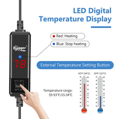 hygger betta heater with LED display clearly shows real-time temperature for easy monitoring