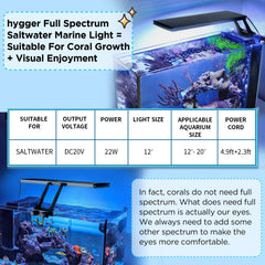 Hygger Clip-On Daylight LED illuminates reef tanks with natural color
