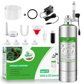 Hygger CO2 2L bottle-regulator showing durable stainless bottle for steady CO2 delivery in aquariums.
