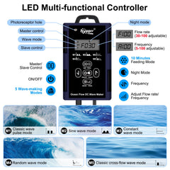 Hygger Mini Wave Maker controller display demonstrates easy, intuitive operation for tank setup.
