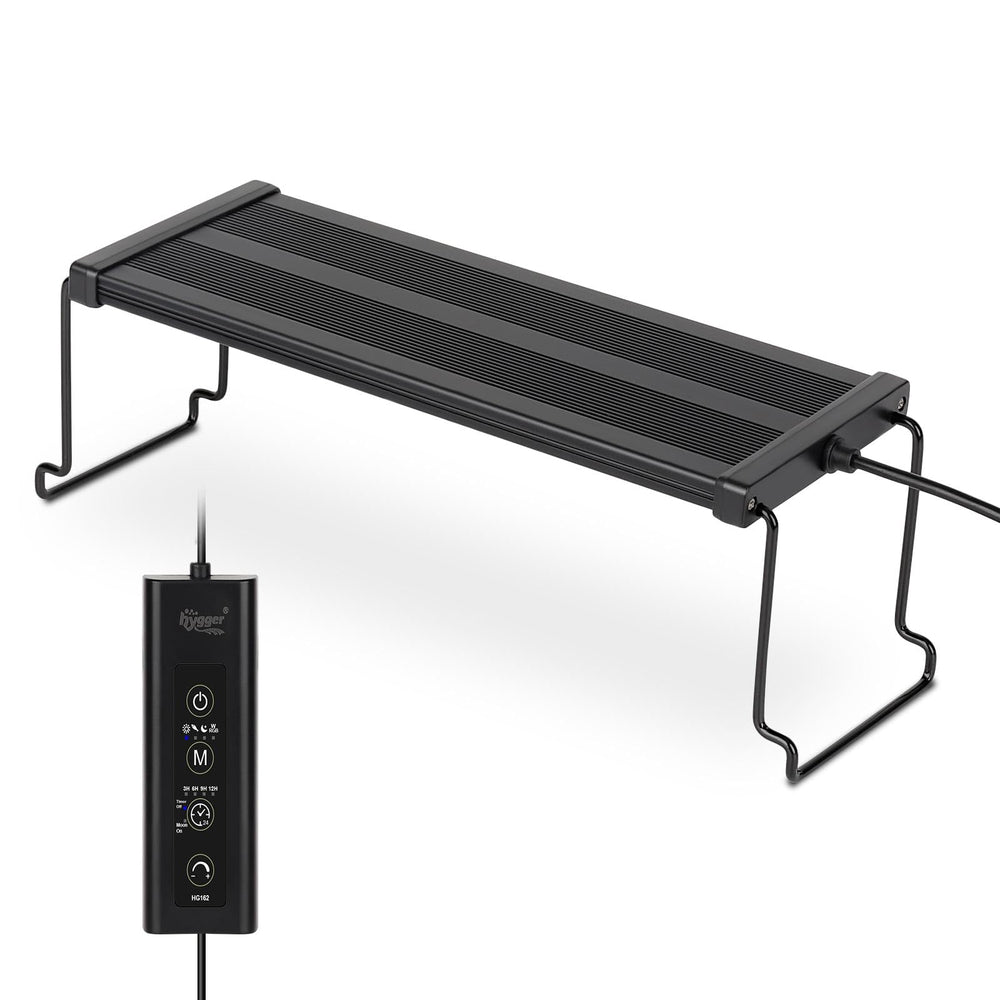 hygger New Mode timer LED aquarium light front view showing full-spectrum lighting for plants