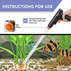 hygger quick water change siphon with air-pressing button enables easy tank maintenance