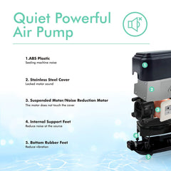 Hygger quietest aquarium air pump dual outlets demonstrating steady bubbles and even distribution.