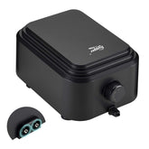 Hygger quietest aquarium air pump front view with dual outlets for flexible aeration.