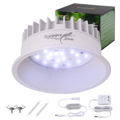 Hygger zoo UVB light mounted in reptile tank hood promoting healthy basking.