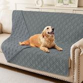 Hyha waterproof dog bed blanket in dark grey guards furniture with triple waterproof protection.