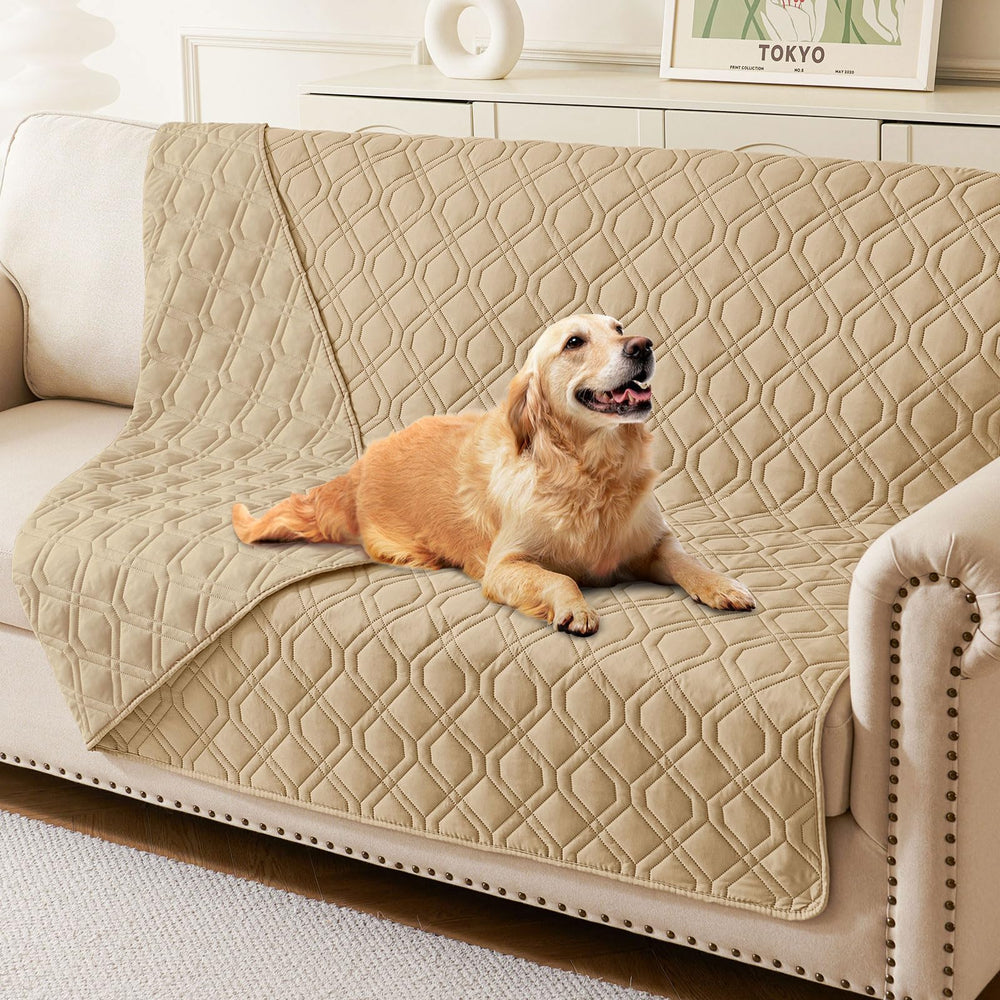 hyha waterproof dog bed blanket close-up shows triple protection against spills.