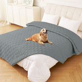 hyha waterproof dog bed blanket folded close-up highlights soft texture and triple protection