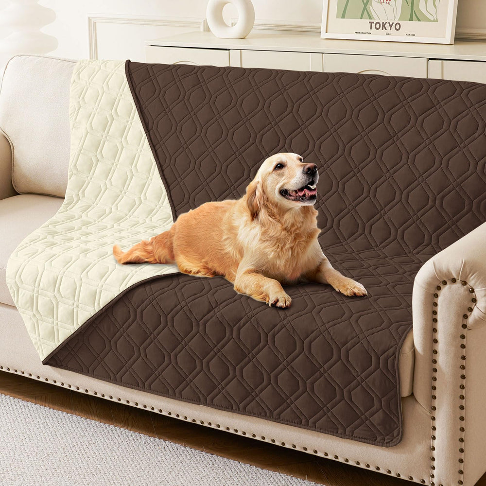 hyha waterproof dog bed blanket front view shows dual colors for easy matching