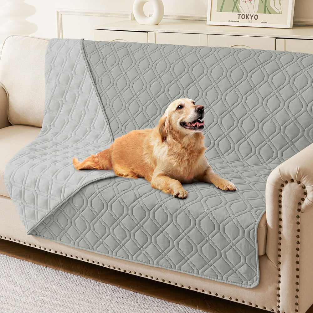 hyha waterproof dog bed blanket top view shows triple-protection against spills
