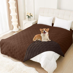 hyha waterproof dog blanket 82x82 Brown front view, protects furniture from spills and accidents