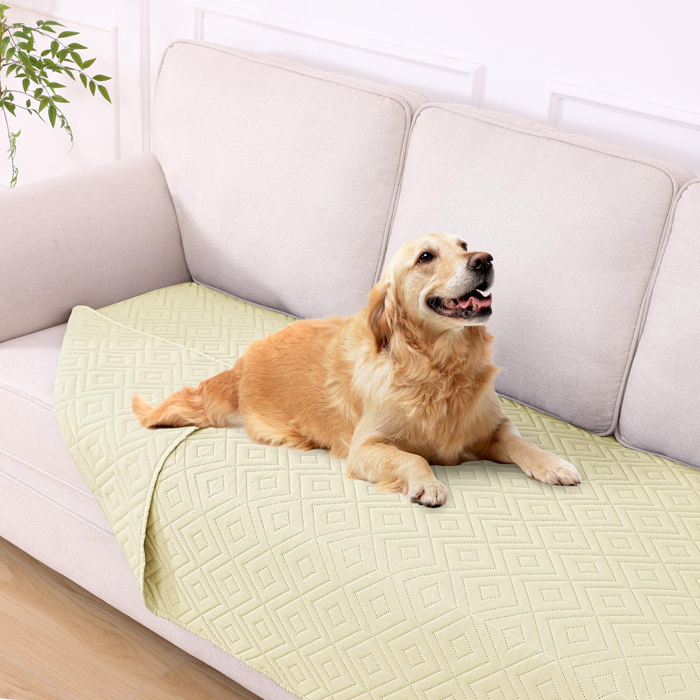 hyha waterproof dog blanket front beige view protects furniture from spills and hair.