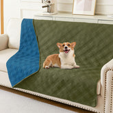 Hyha waterproof dog blanket front view on sofa protects furniture from spills.