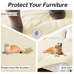 hyha waterproof dog blanket on sofa cover shields seating from fur and stains.