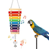 HZAKXIN large parrot suspensible xylophone toy with wooden base and eight keys for enrichment