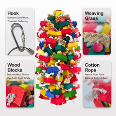 HZDZ LCPAW natural wood parrot chew toy supports safe teething and foraging.