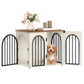 Hzuaneri 26-8-inch wooden dog crate arch door promotes durable, space-saving pet housing.