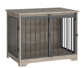 Hzuaneri barn-door dog crate showcases space-saving design for small rooms.