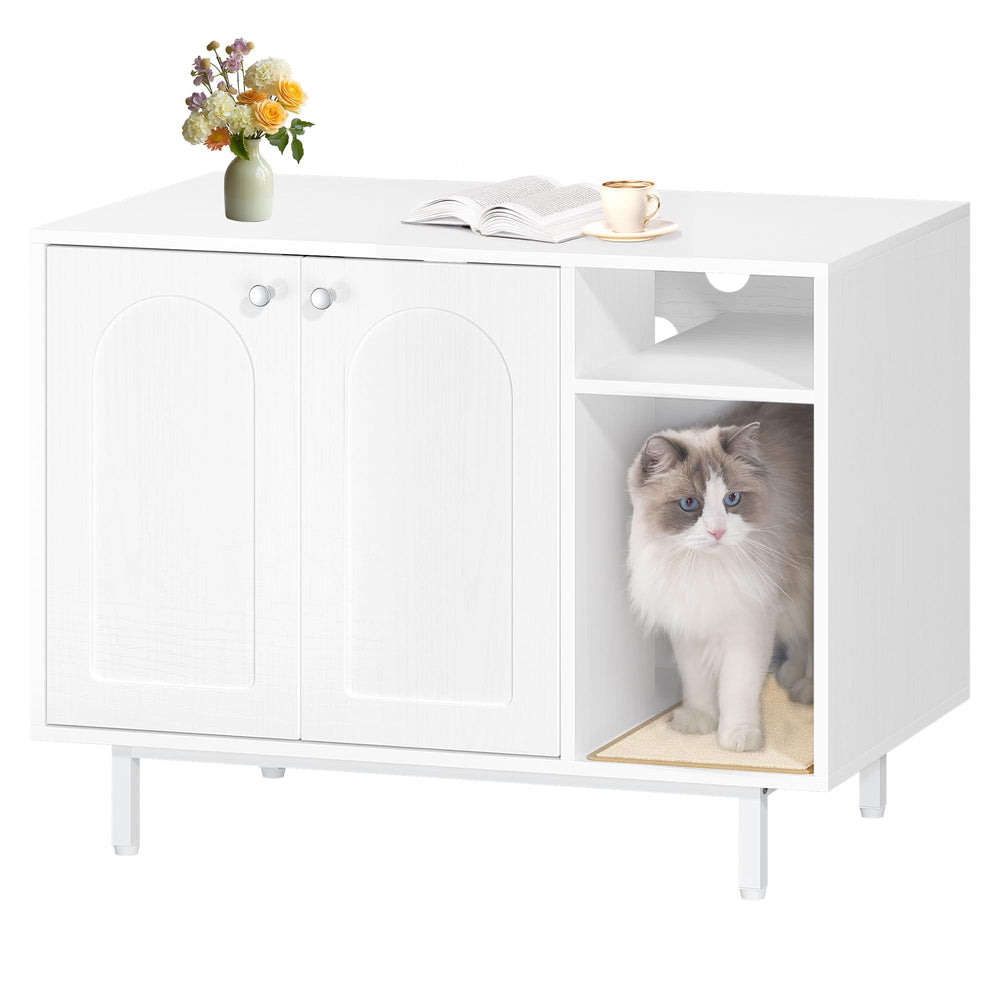 Hzuaneri cat litter box enclosure front view shows discreet design for living spaces