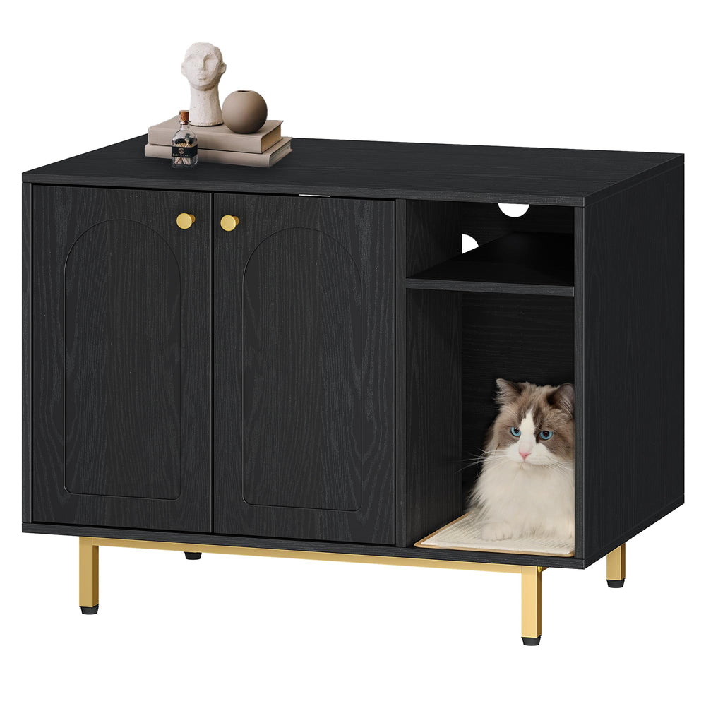 Hzuaneri CB01504G cat litter box enclosure front view with hidden space and modern finish