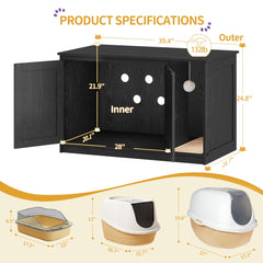 Hzuaneri cat-litter-box-enclosure interior carpet helps contain litter