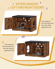 Hzuaneri cat litter box enclosure left door setup for flexible placement