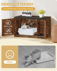 Hzuaneri cat litter box enclosure reversible entrance left showcases flexible setup options.