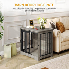 Hzuaneri barn-door sliding design saves space with rustic appeal