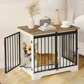 Hzuaneri dog crate furniture with barn door for space-saving living room