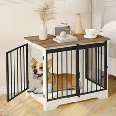 Hzuaneri dog crate furniture with barn door for space-saving living room