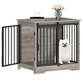 Hzuaneri dog crate greige finish blends with decor and comforts small dogs