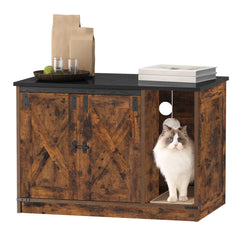 Hzuaneri hidden-litter-box-cabinet assembly view highlights space-saving rustic finish