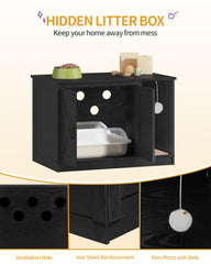 Hzuaneri hidden cabinet interior with carpet lining reduces litter scatter