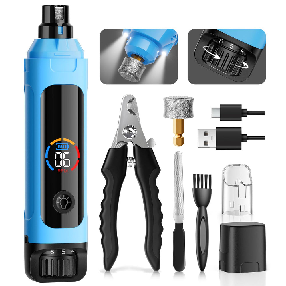 ianciu dog nail grinder in blue front view for calm grooming