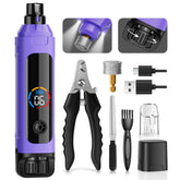 ianciu dog nail grinder with LED display shows speed and battery life for precise trimming