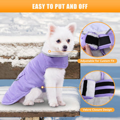 iBuddy dog winter coat harness hole design for leash attachment