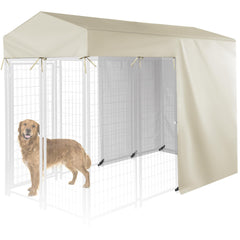 Iceberg Elf half-coverage kennel cover for 8x4x6 provides weather protection.