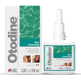 ICF Otodine dog ear cleaner bottle enables easy dosing for home ear care.