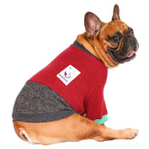 ichoue pet dog sweater red and black front view shows winter warmth for English Bulldog