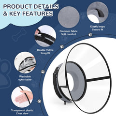ICOYEA clear shield dog cone highlights transparent view for safer surroundings