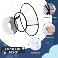 ICOYEA sponge core dog cone side view demonstrates compact breathable design for comfort