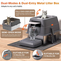 ICYAIR XXXL litter box dual entry access for flexible cat entry