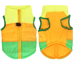 Idepet patchwork vest zipper detail green, convenient on-off with two-leg design